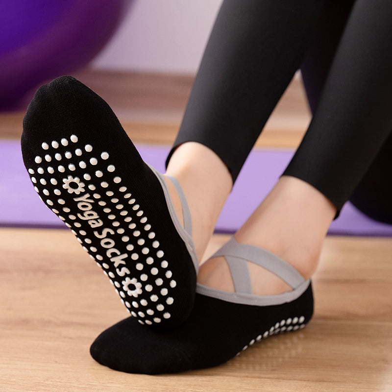 【Yoga Socks】H2黑色-女士圆头瑜伽普拉提运动袜