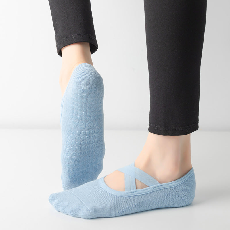 【Yoga Socks】Q2浅蓝-女士毛圈圆头瑜伽普拉提运动袜