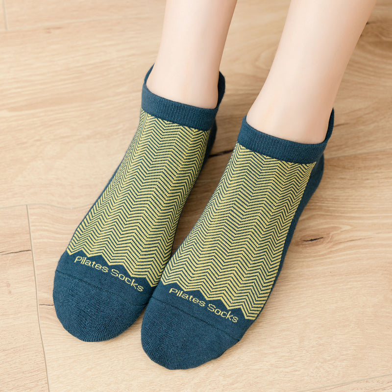 【Yoga Socks】D4绿黄-女士提花香薰毛圈圆头瑜伽普拉提运动袜