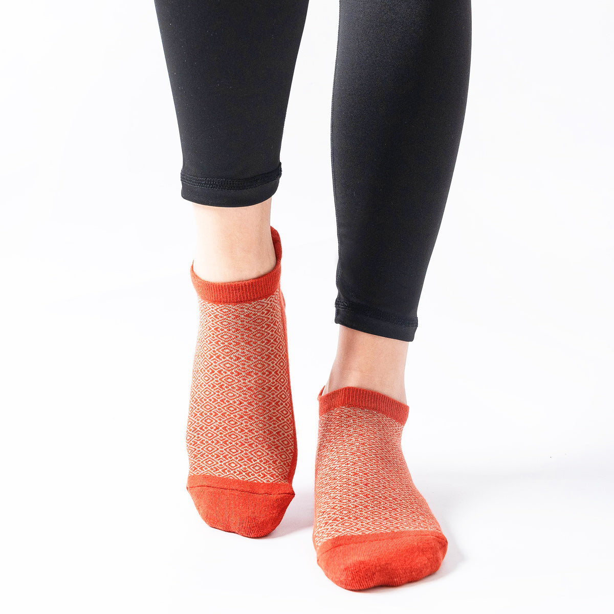 【Yoga Socks】D13红米-女士提花毛圈圆头瑜伽普拉提运动袜