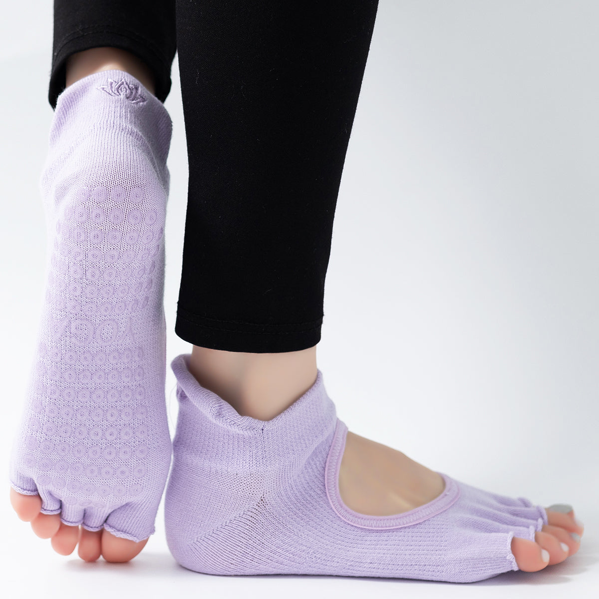 【Yoga Socks】C2浅紫-女士刺绣半趾瑜伽普拉提运动袜