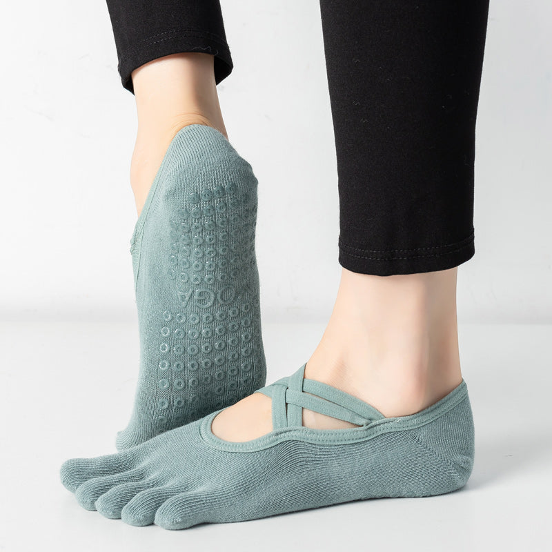 【Yoga Socks】W2孔雀绿-女士五指瑜伽普拉提运动袜