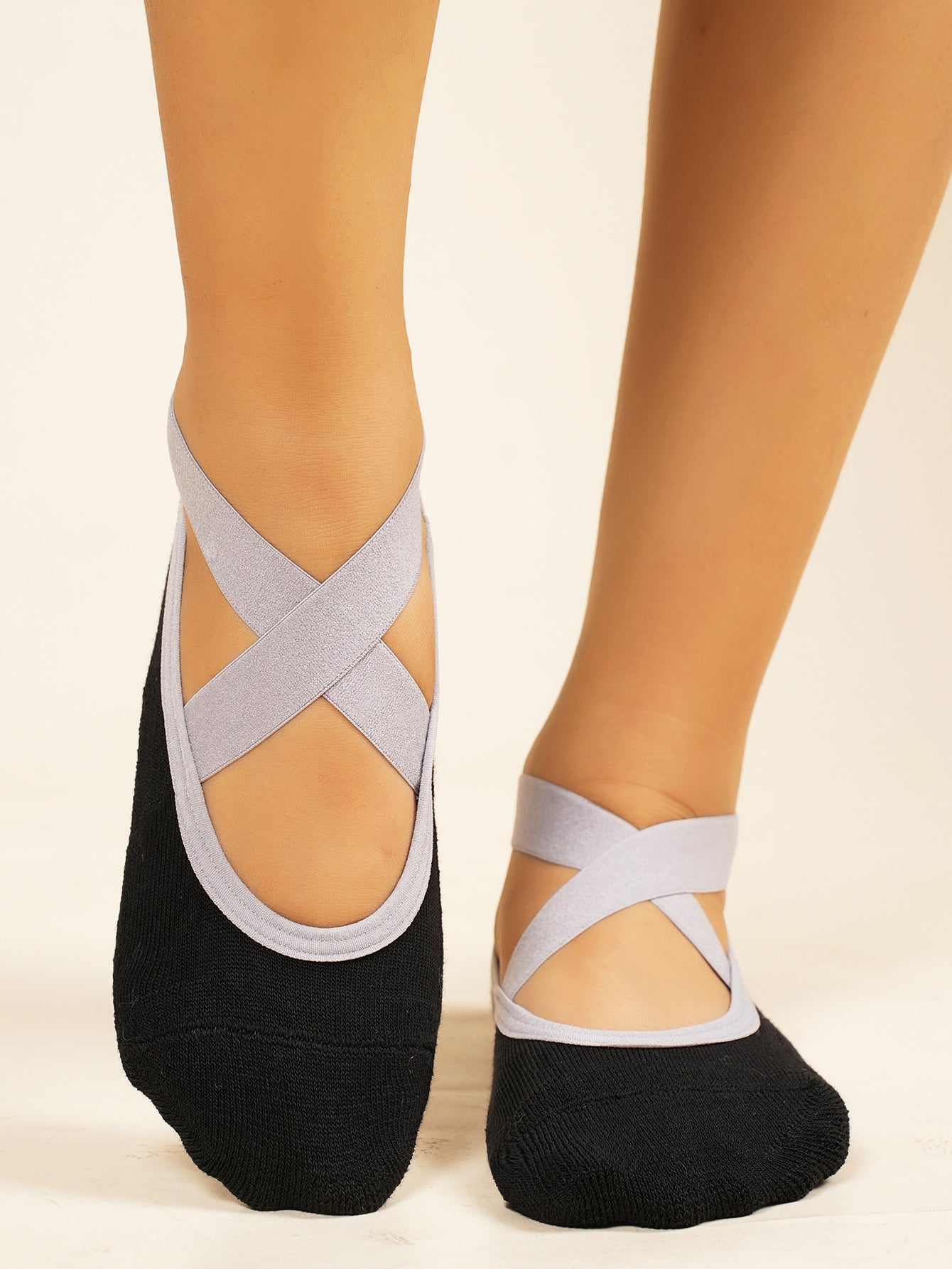 【Yoga Socks】Q3黑色-女士毛圈圆头瑜伽普拉提运动袜