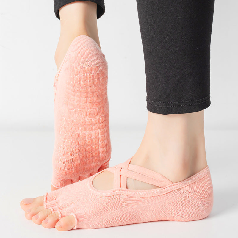 【Yoga Socks】T2珊瑚橙-女士半趾瑜伽普拉提运动袜