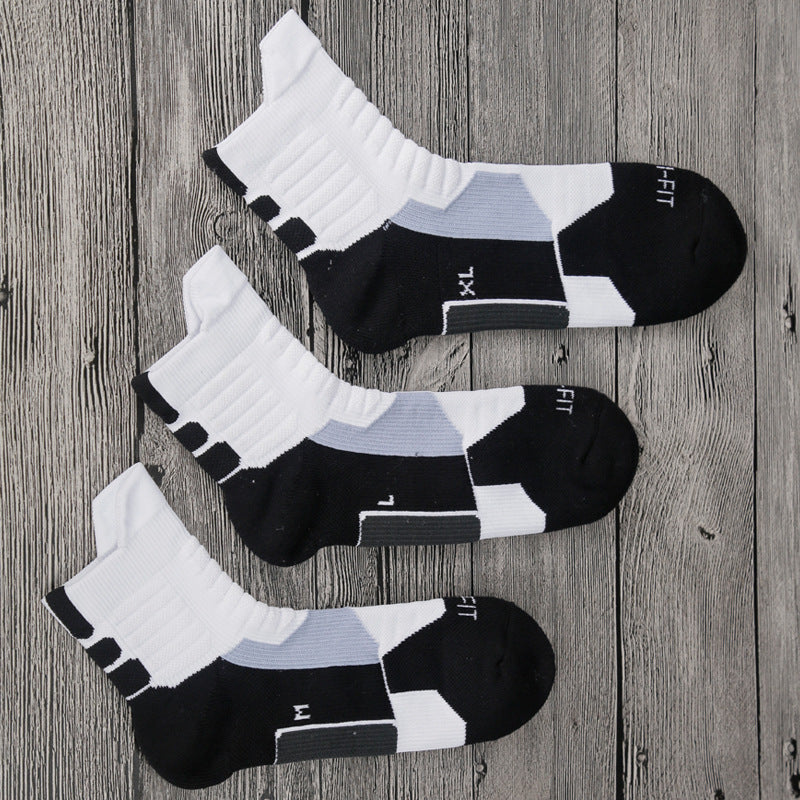 【Basketball Socks】B2白色-男士毛圈中筒篮球运动袜