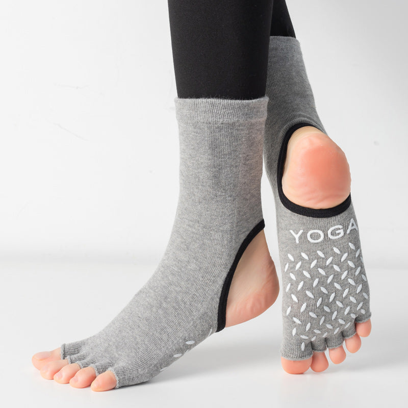 【Yoga Socks】M1深麻灰-女士长筒半趾瑜伽普拉提运动袜