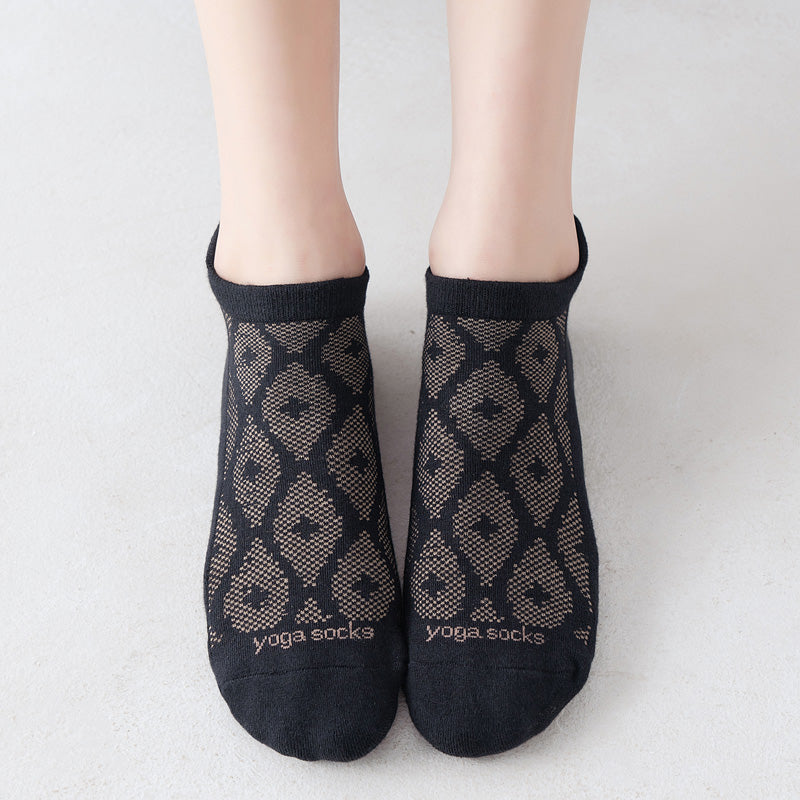 【Yoga Socks】D3黑米-女士提花香薰毛圈圆头瑜伽普拉提运动袜