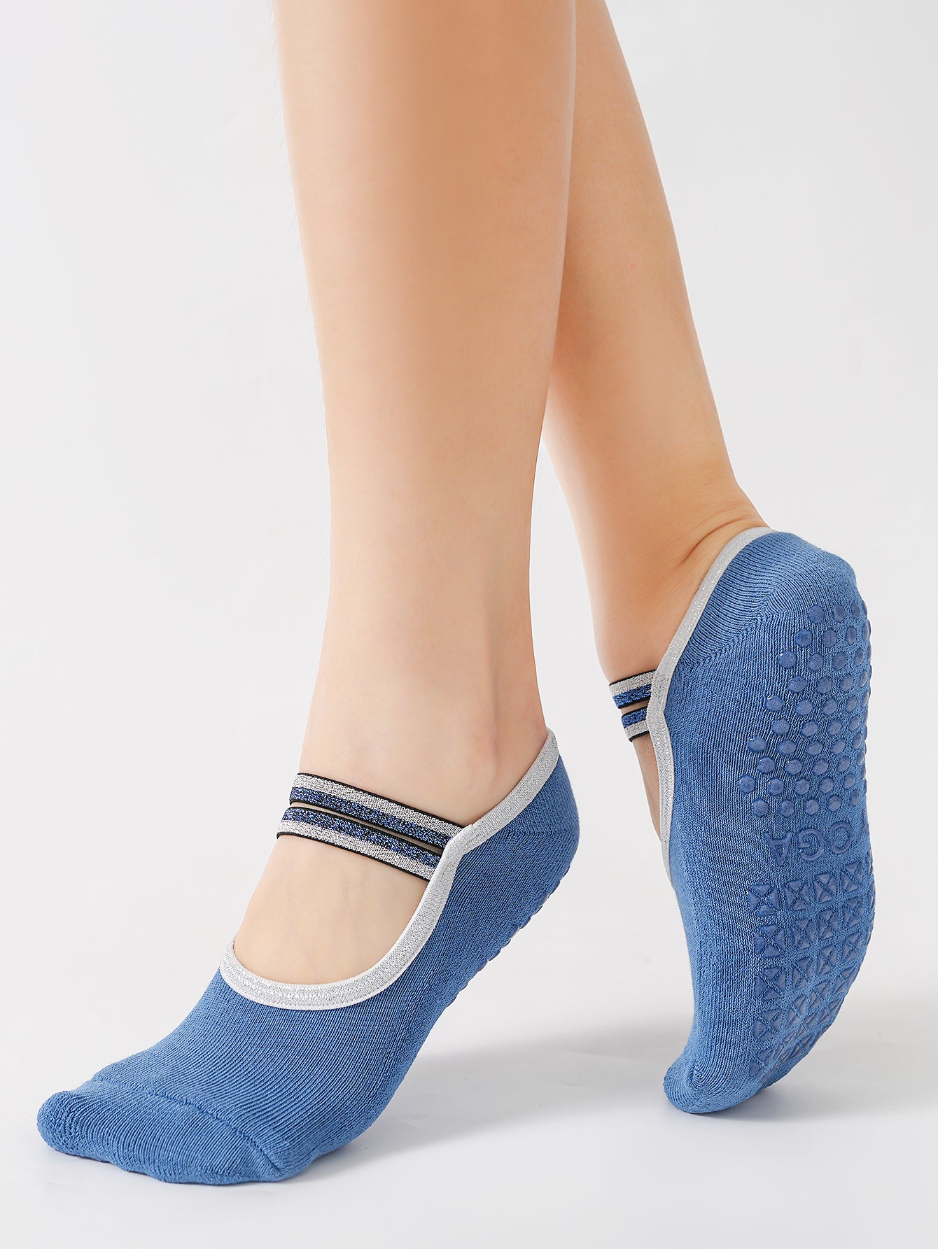 【Yoga Socks】Q4深蓝-女士毛圈圆头瑜伽普拉提运动袜