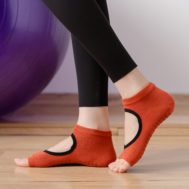 【Yoga Socks】J3红黑-女士二指瑜伽普拉提运动袜