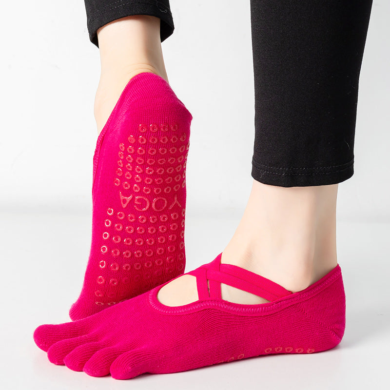 【Yoga Socks】W2玫红-女士五指瑜伽普拉提运动袜