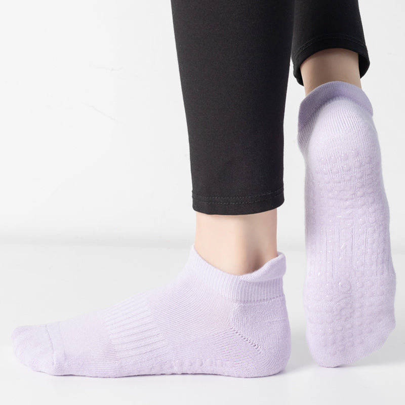 【Yoga Socks】D9浅紫-女士毛圈圆头瑜伽普拉提运动袜