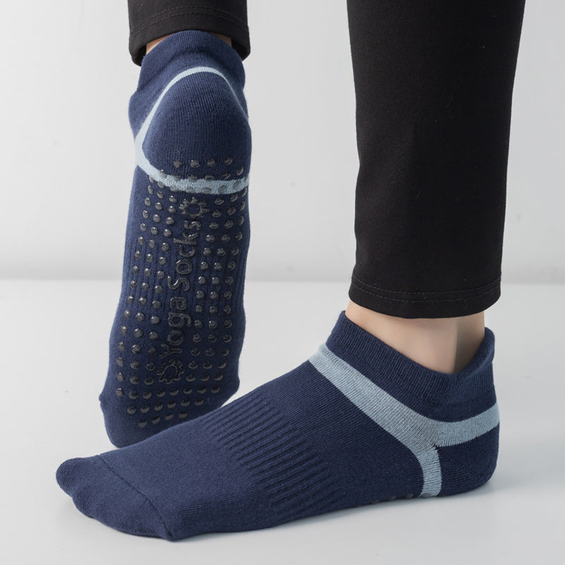 【Yoga Socks】D7青蓝-女士毛圈圆头瑜伽普拉提运动袜