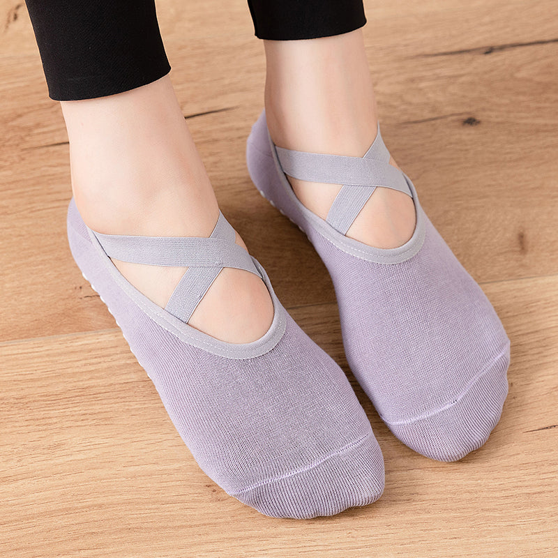 【Yoga Socks】H2紫色-女士圆头瑜伽普拉提运动袜