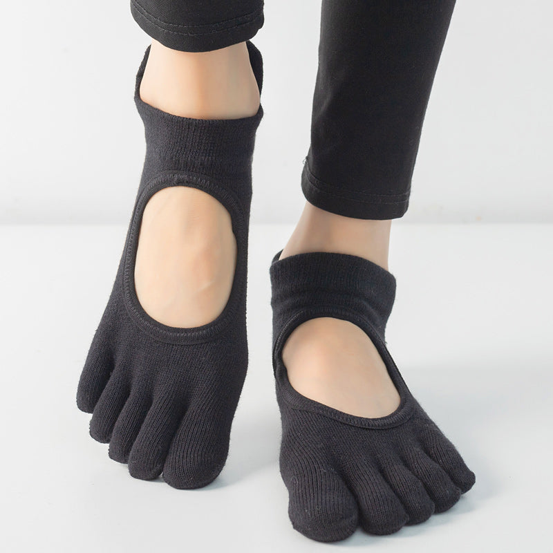 【Yoga Socks】V1黑色-女士五指瑜伽普拉提运动袜