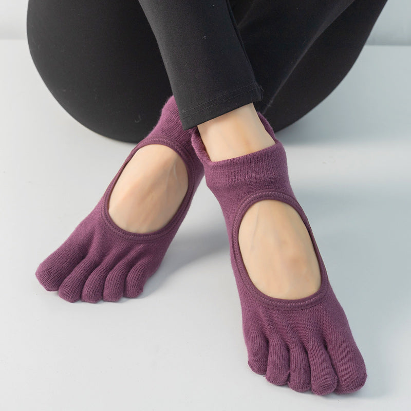 【Yoga Socks】V1紫红-女士五指瑜伽普拉提运动袜
