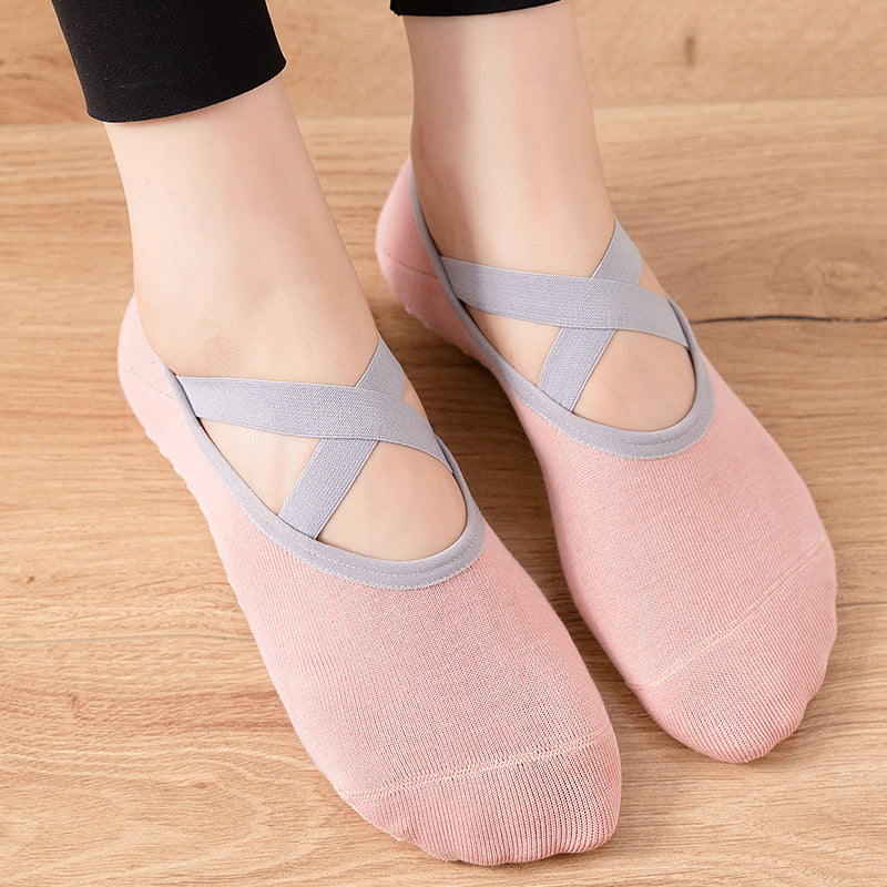 【Yoga Socks】H2粉色-女士圆头瑜伽普拉提运动袜