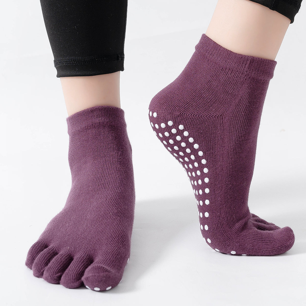【Yoga Socks】G6紫红-女士五指瑜伽普拉提运动袜