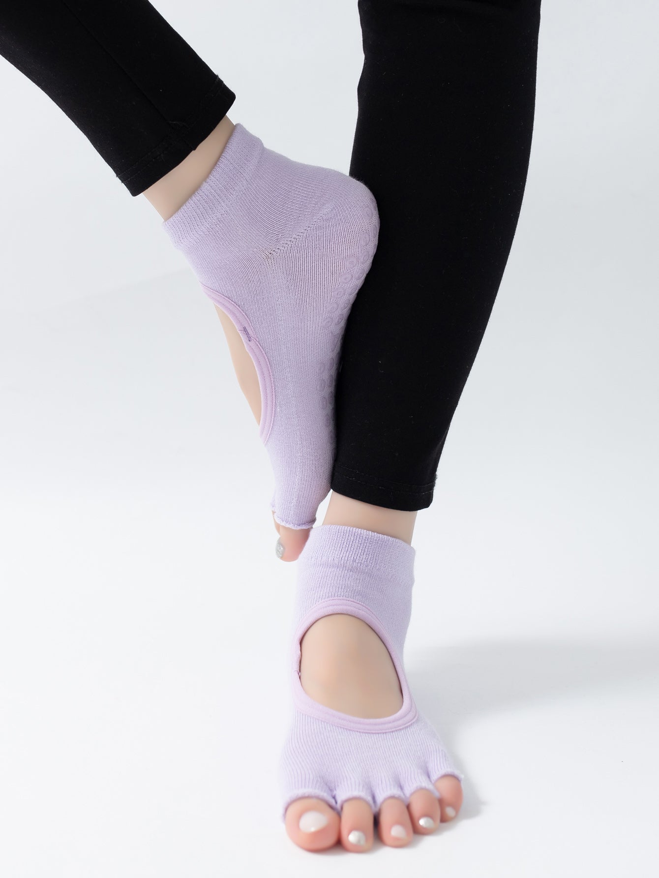 【Yoga Socks】F5浅紫-女士半趾瑜伽普拉提运动袜
