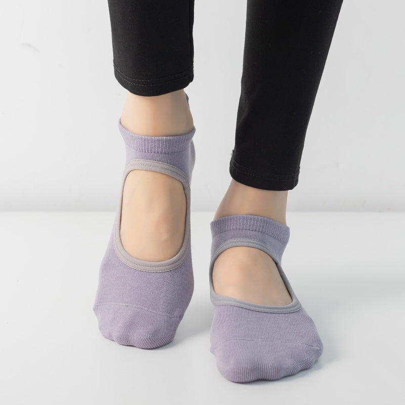 【Yoga Socks】B2紫色-女士圆头瑜伽普拉提运动袜