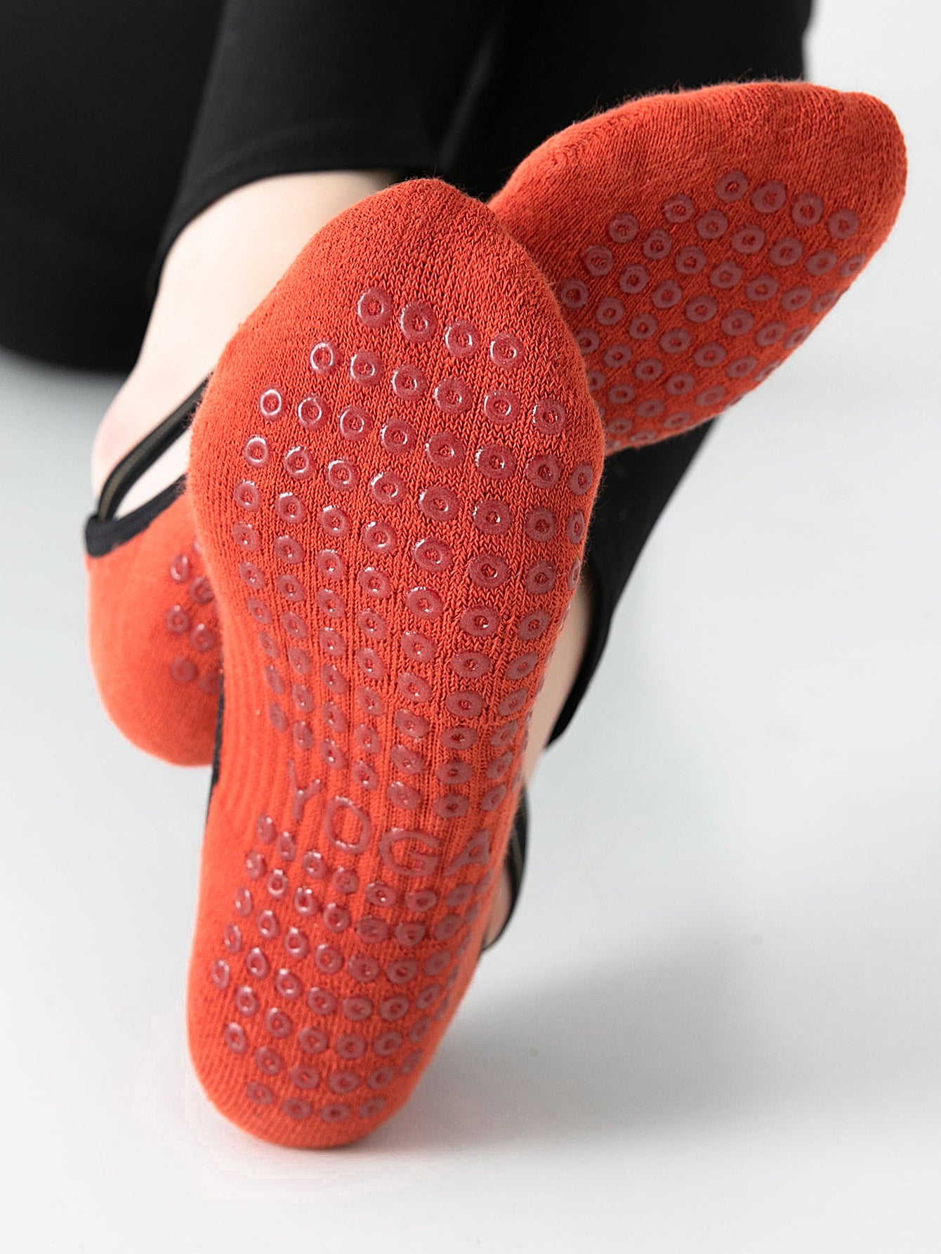 【Yoga Socks】Q1中国红-女士毛圈圆头瑜伽普拉提运动袜