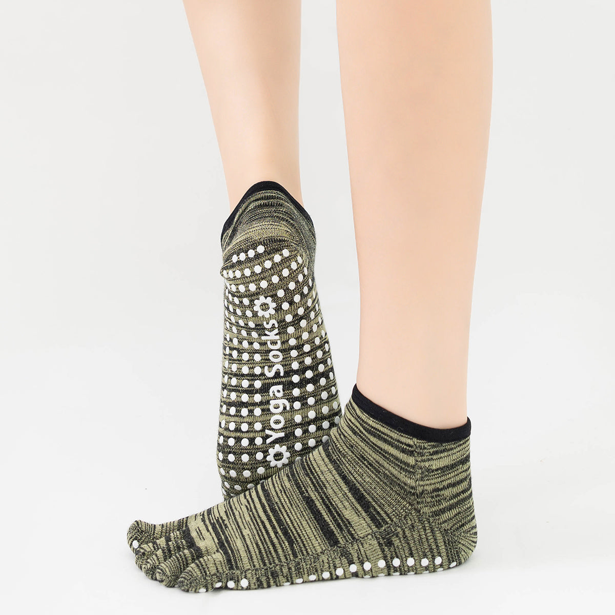 【Yoga Socks】G7黑绿-女士段色五指瑜伽普拉提运动袜