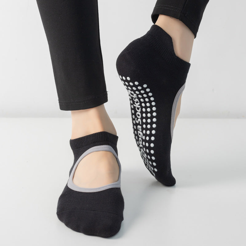 【Yoga Socks】B2黑色-女士圆头瑜伽普拉提运动袜