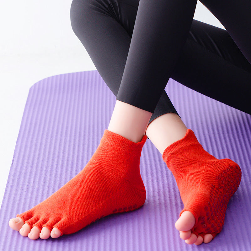 【Yoga Socks】U1中国红-女士半趾瑜伽普拉提运动袜