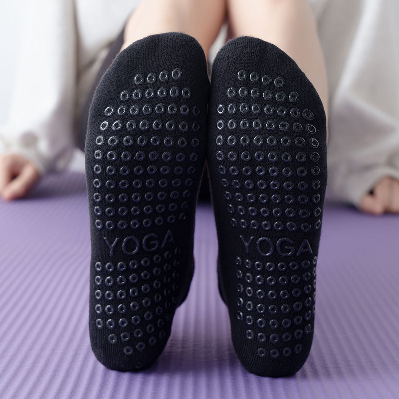 【Yoga Socks】D3黑紫-女士提花香薰毛圈圆头瑜伽普拉提运动袜