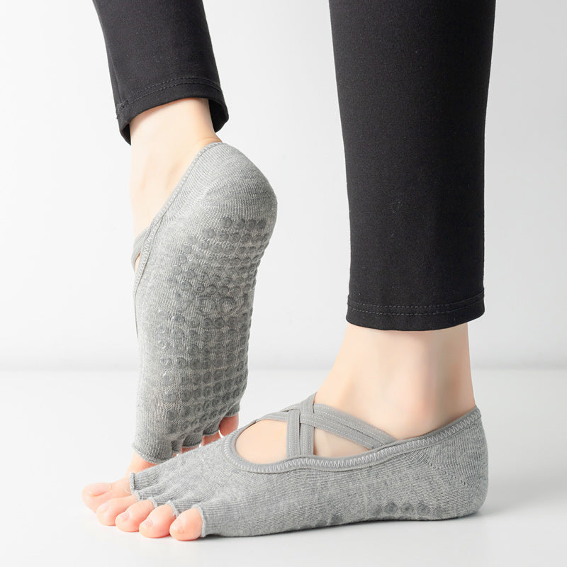 【Yoga Socks】T2浅麻灰-女士半趾瑜伽普拉提运动袜