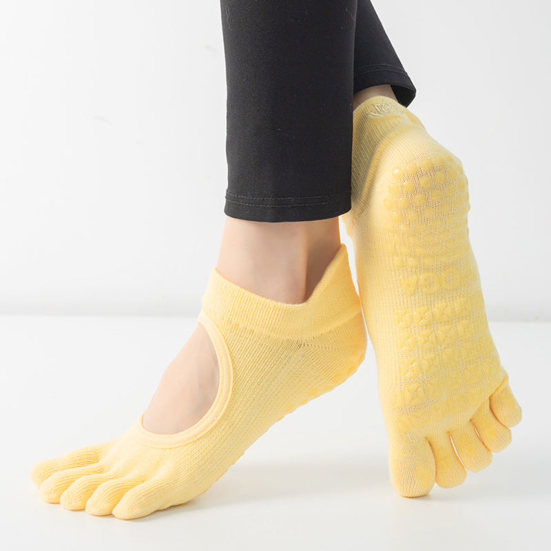 【Yoga Socks】V1黄色-女士五指瑜伽普拉提运动袜