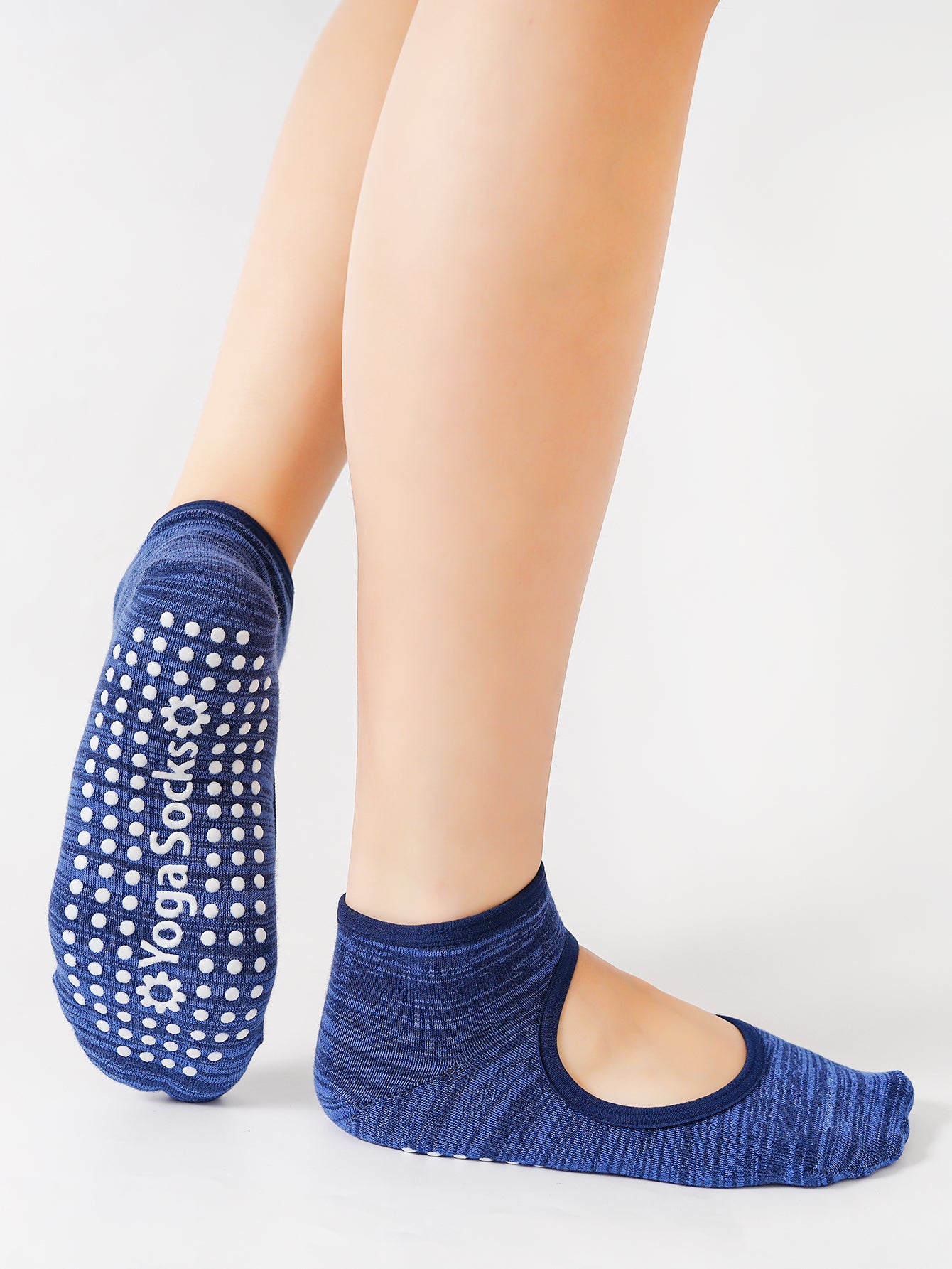 【Yoga Socks】E4青蓝-女士段色圆头瑜伽普拉提运动袜