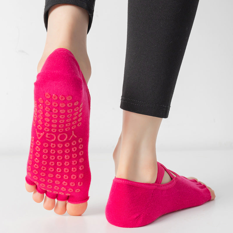【Yoga Socks】T2玫红-女士半趾瑜伽普拉提运动袜