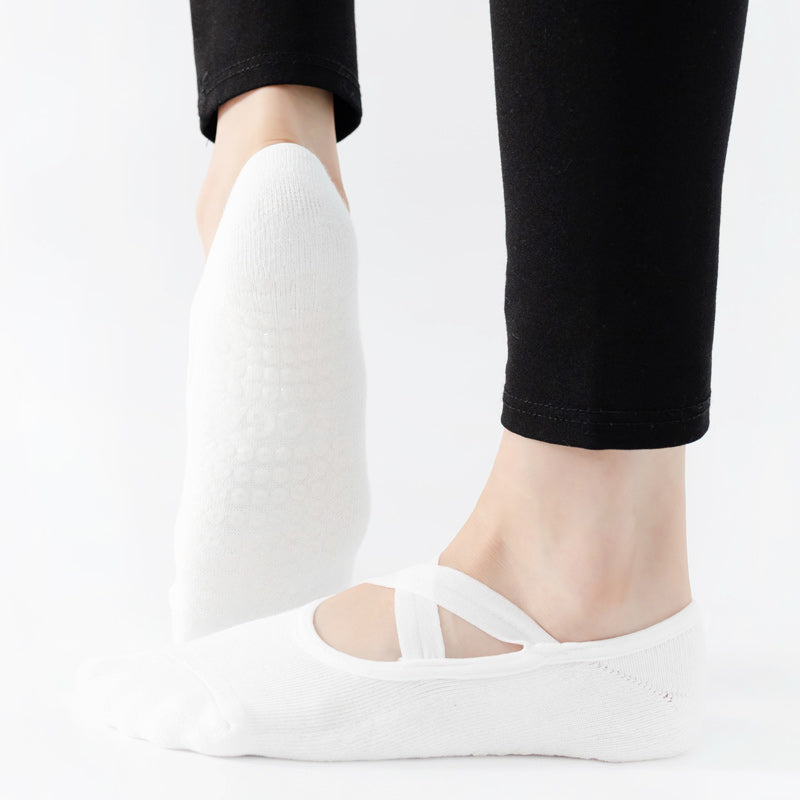 【Yoga Socks】Q2白色-女士毛圈圆头瑜伽普拉提运动袜