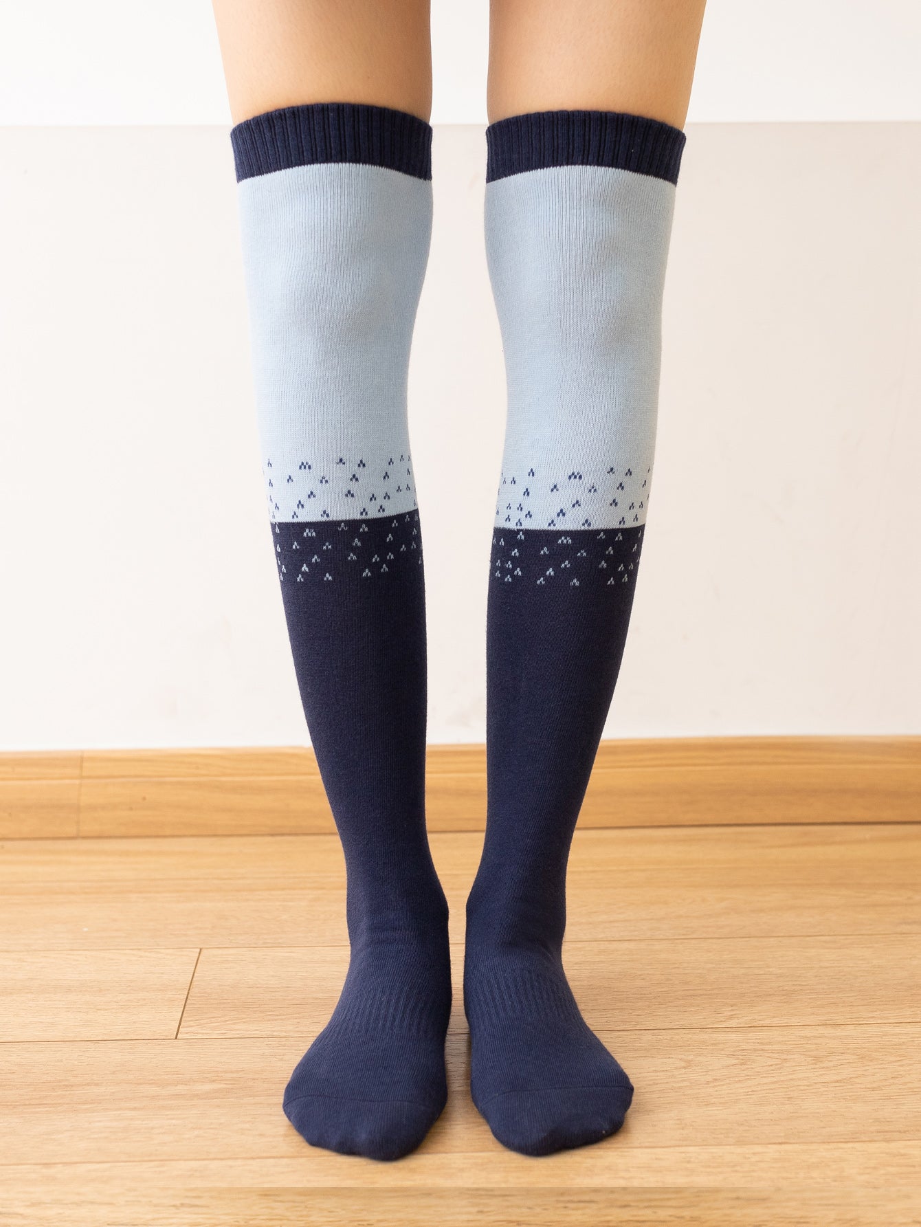 【Yoga Socks】Y1青蓝-女士撞色长筒圆头瑜伽普拉提运动袜
