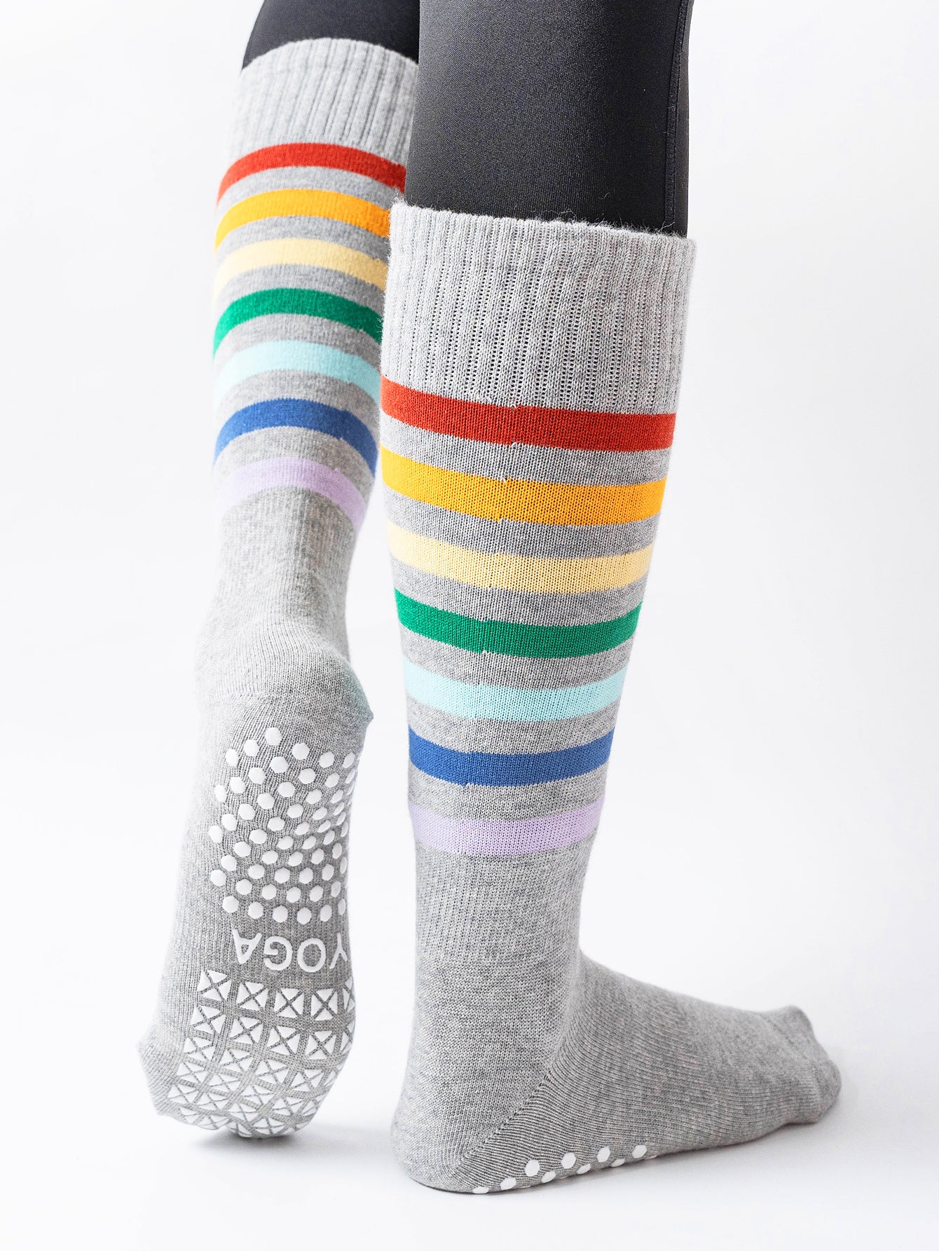 【Yoga Socks】N1浅麻灰-女士彩虹圆头瑜伽普拉提运动袜