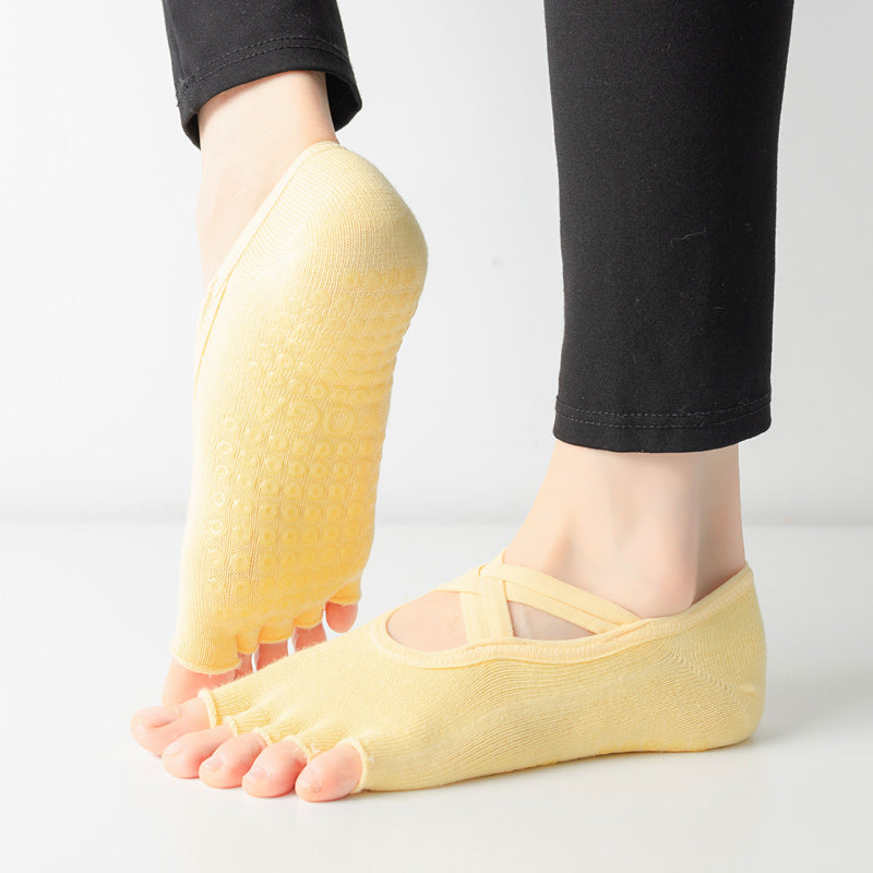 【Yoga Socks】T2黄色-女士半趾瑜伽普拉提运动袜