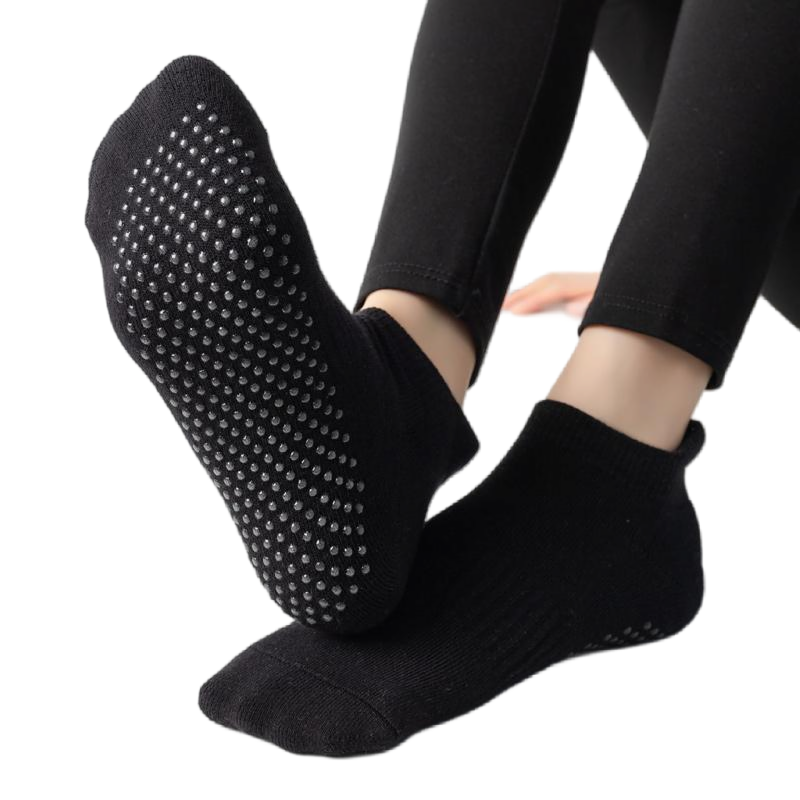 【Yoga Socks】D1黑色-女士毛圈圆头瑜伽普拉提运动袜