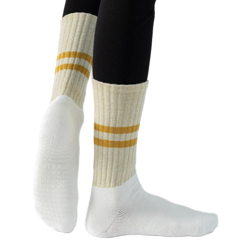 【Yoga Socks】D10白色-女士金丝毛圈圆头瑜伽普拉提运动袜