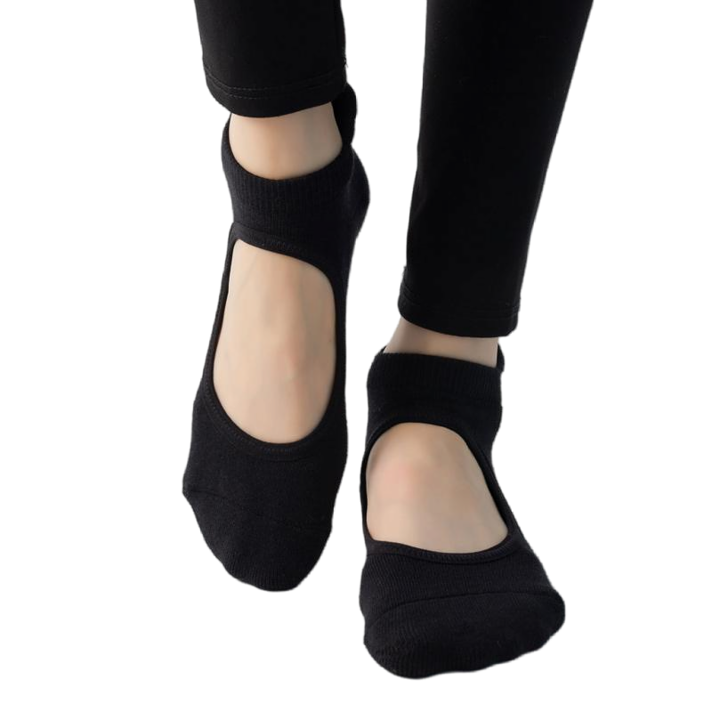 【Yoga Socks】A4黑色-女士毛圈圆头瑜伽普拉提运动袜