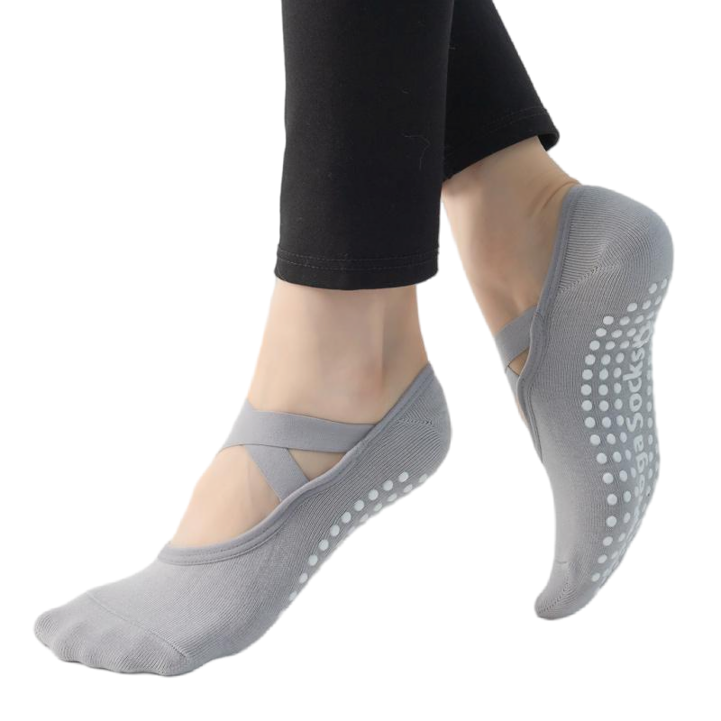 【Yoga Socks】H6浅灰-女士圆头瑜伽普拉提运动袜