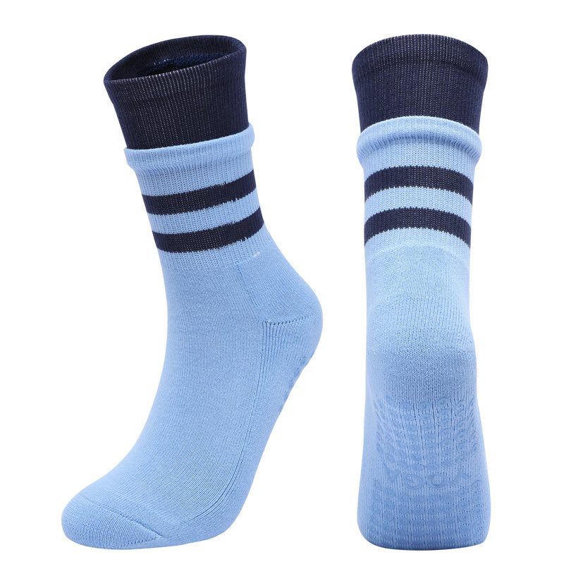 【Yoga Socks】D8蓝青-女士长筒毛圈圆头瑜伽普拉提运动袜