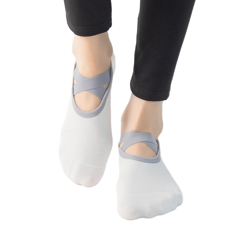 【Yoga Socks】H6白色-女士圆头瑜伽普拉提运动袜