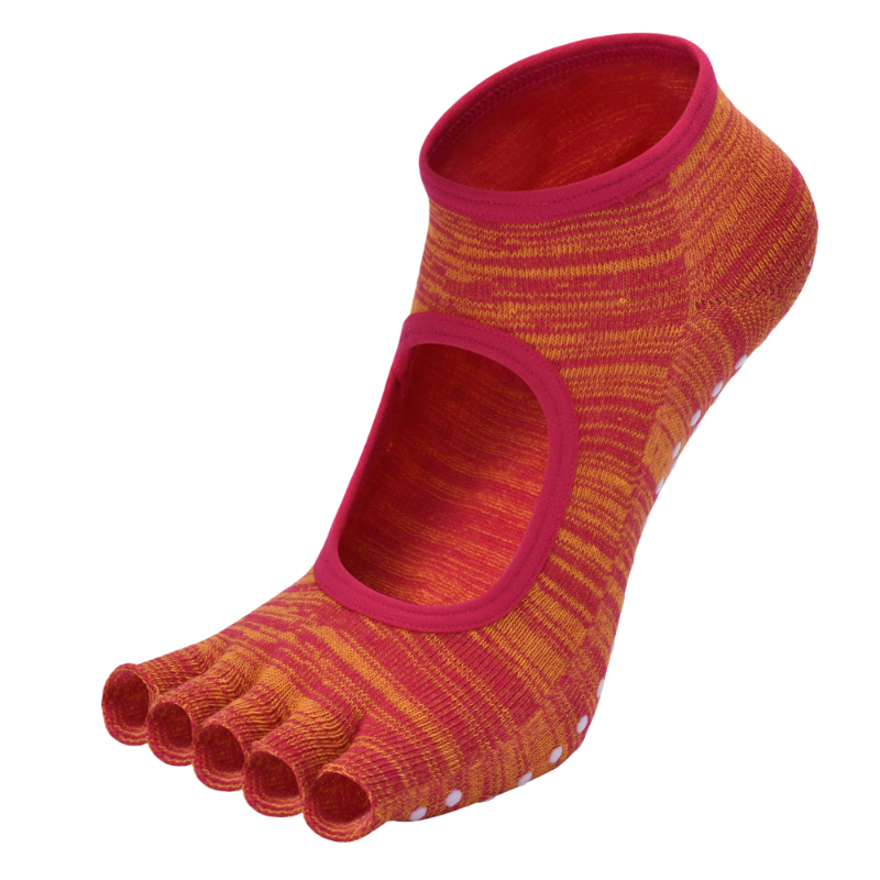 【Yoga Socks】F7玫橙-女士段色半趾瑜伽普拉提运动袜