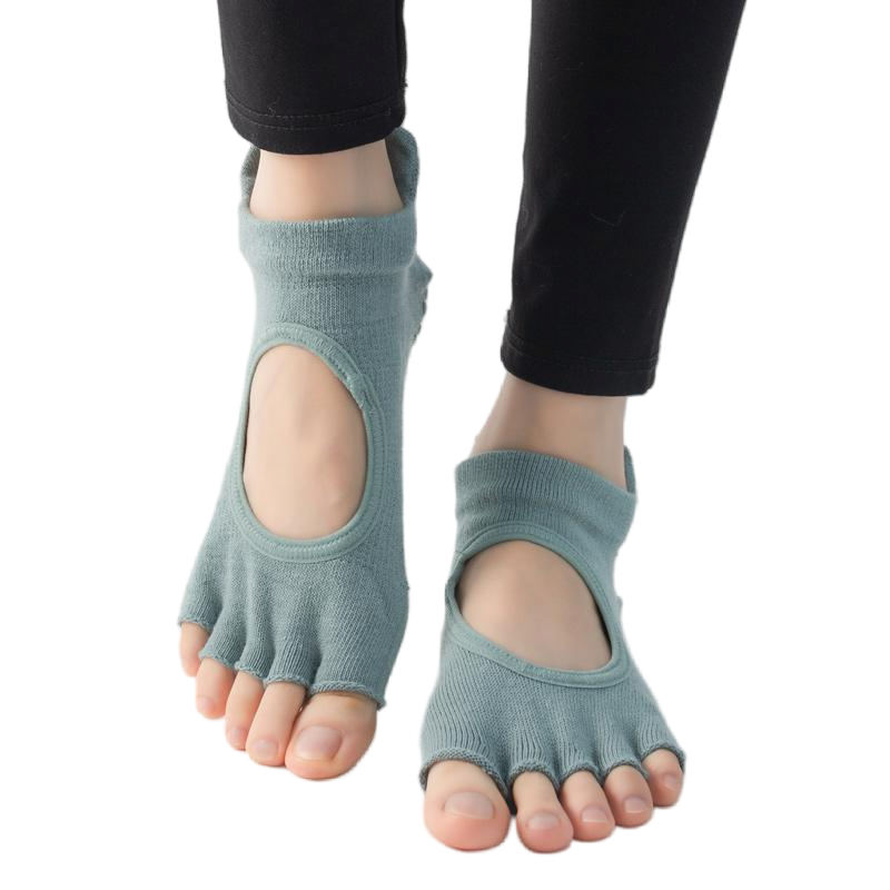 【Yoga Socks】C1孔雀绿-女士刺绣半趾瑜伽普拉提运动袜
