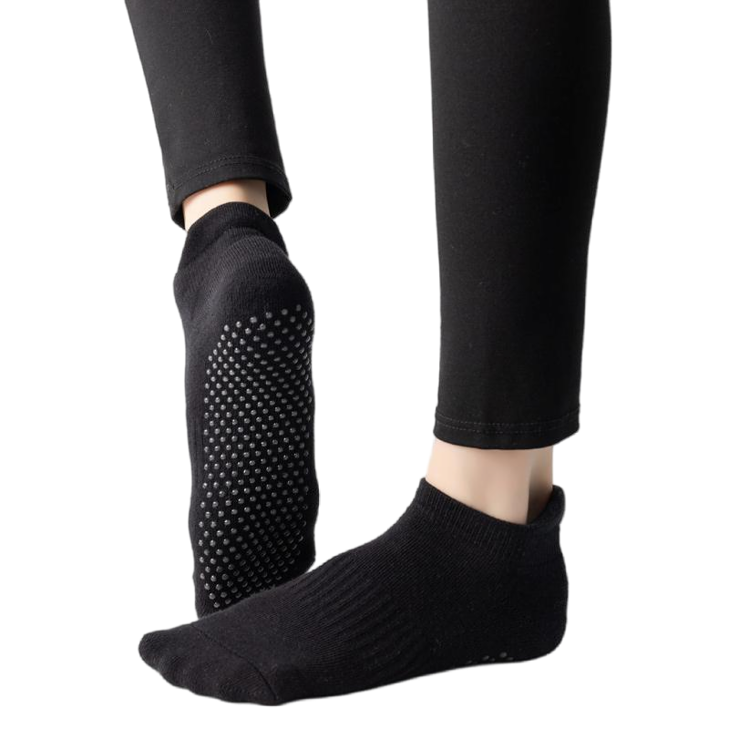 【Yoga Socks】D1黑色-女士毛圈圆头瑜伽普拉提运动袜
