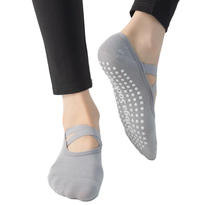 【Yoga Socks】H6浅灰-女士圆头瑜伽普拉提运动袜