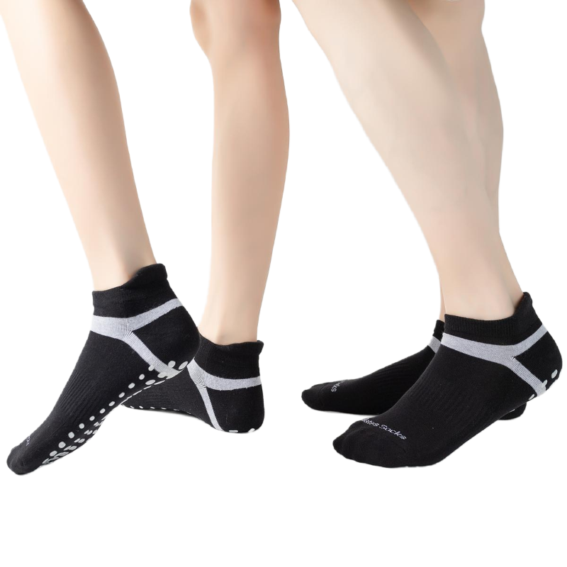 【Yoga Socks】D5黑白-男女通用提花毛圈圆头瑜伽普拉提运动袜