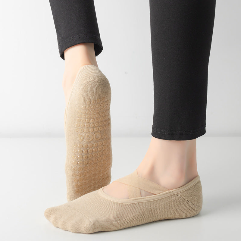 【Yoga Socks】Q2米色-女士毛圈圆头瑜伽普拉提运动袜