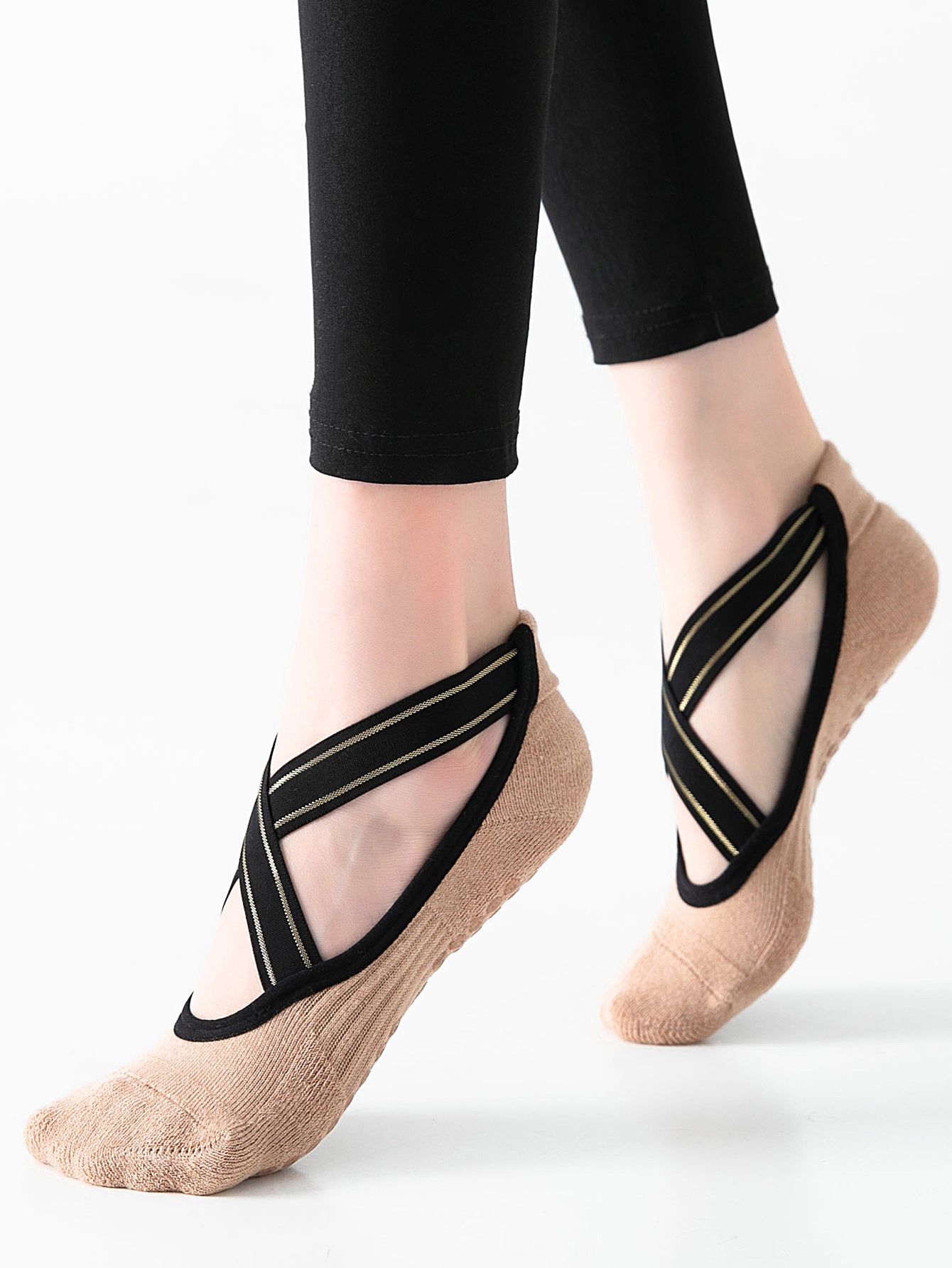 【Yoga Socks】Q1米-女士毛圈圆头瑜伽普拉提运动袜