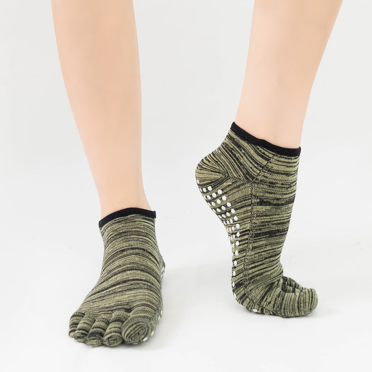 【Yoga Socks】G7黑绿-女士段色五指瑜伽普拉提运动袜